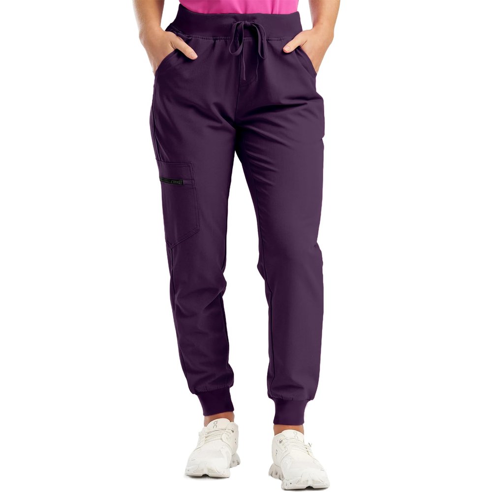 Baggy Cinch Bottom High Waisted Scrub Pants for Women Jogger Style Loose Fit Drawstring Cargo Jogger Pants Stretchy Yoga Pants with Pockets Womens Jogger Pants Yoga Women Joggers with Pockets Wine