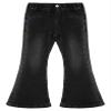 Xnihocha Kids Girls Flared Jeans Elastic Waistband Casual Slim Fit Bell Bottom Denim Pants Black 11-12 Years view 3