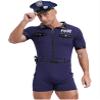 Jugaoge Mens Police Costume Bodysuit Dirty Cop Cosplay Uniform Outfit for Halloween Party Clubwear Navy Blue Large view 2