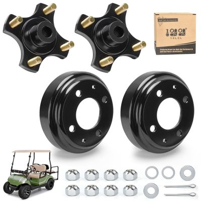 10L0L Golf Cart Split Brake Drum & Rear Wheel Hub Assembly for EZGO TXT 1982-Up Models Electric Golf Cart, Heavy Duty, Replace OEM 19186-G1, 615604, 604112