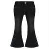 Xnihocha Kids Girls Flared Jeans Elastic Waistband Casual Slim Fit Bell Bottom Denim Pants Black 7-8 Years view 1