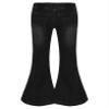 Xnihocha Kids Girls Flared Jeans Elastic Waistband Casual Slim Fit Bell Bottom Denim Pants Black 7-8 Years view 2