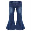 Xnihocha Kids Girls Flared Jeans Elastic Waistband Casual Slim Fit Bell Bottom Denim Pants Blue 7-8 Years view 2
