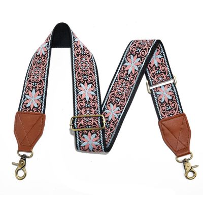 LEMEDE Purse Strap,2" Leather End Shoulder Strap Adjustable Replacement,Retro Jacquard Multi-pattern Crossbody Bag Straps