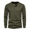DXSHCV Mens Long Sleeve T Shirt Henley Button Up Crewneck Slim Fit Gym T Shirts Vintage Underhirts Green view 1