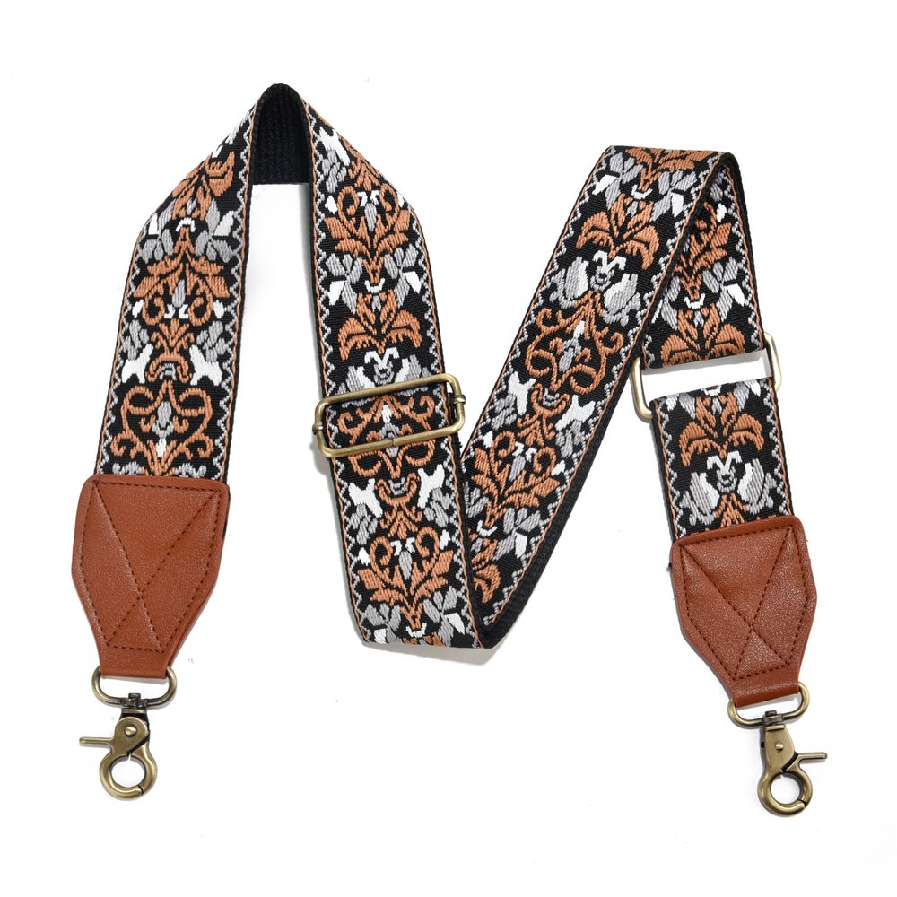 Purse Strap,2" Leather End Shoulder Strap Adjustable Replacement,Retro Jacquard Multi-pattern Crossbody Bag Straps