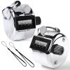 2PCS Premium One Hand Counter Clicker, Silver Metal Clicker Counter, Manual Mechanical People Counter Clicker with Nylon Lanyard, 4-Digit Number Count Tally Counter Clicker for Golf, Lap & Row Etc. view 1
