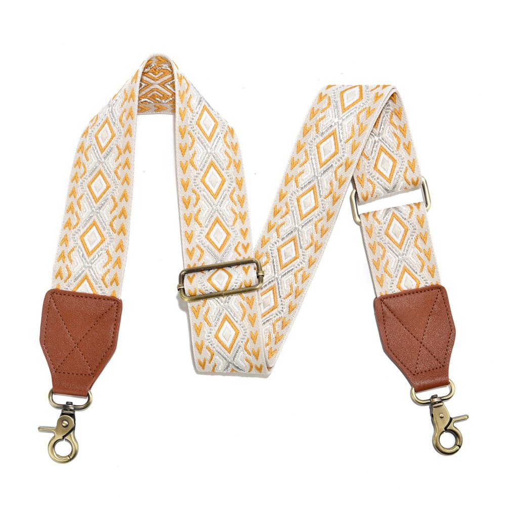 Purse Strap,2" Leather End Shoulder Strap Adjustable Replacement,Retro Jacquard Multi-Pattern Crossbody Bag Straps