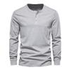 DXSHCV Mens Long Sleeve T Shirt Henley Button Up Crewneck Slim Fit Gym T Shirts Vintage Underhirts Grey view 1