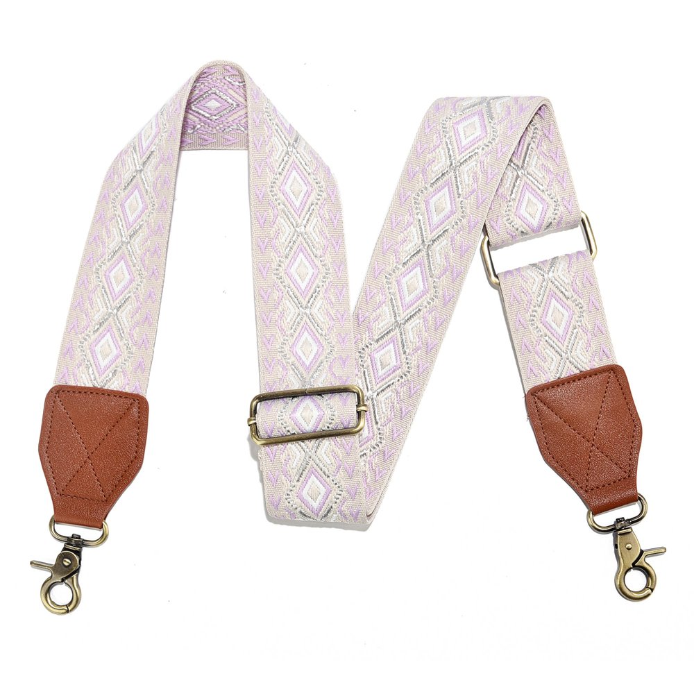 LEMEDE Purse Strap,2" Leather End Shoulder Strap Adjustable Replacement,Retro Jacquard Multi-pattern Crossbody Bag Straps
