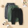 Covvoliy Toddler Baby Boys Girls Sweatpants 3 Pack Solid Color Elastic Waist Trousers Bottoms Casual Pants Multipacks Long Pants (Black Green Dark Gray, 18-24 Months) view 4