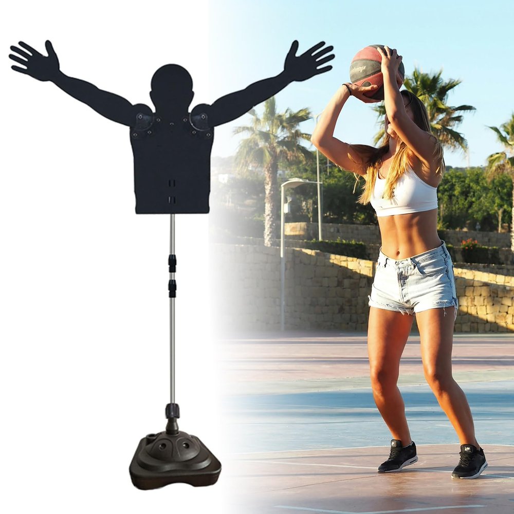 XQZMZSCP Portable Basketball Defender Dummy, Shot Trainer Mannequin with Movable Arm & Water-Filled Base, Volleyball/Soccer Sports Trainer (2pcs)
