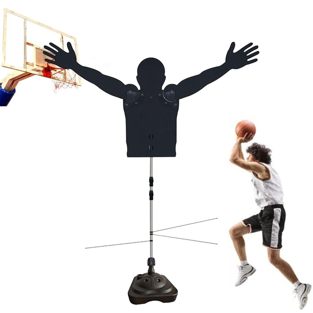 XQZMZSCP Basketball Defender Mannequin, Shooting Dribbling Training Dummy with Telescopic Pole & Adjustable Arms & Water Injection Base (Height 130)