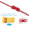 PATIKIL 5mm Tent Rope, 4 Pack 13ft Reflective Guyline Cord Tied Downs Rope Paracord Cord Camping Ropes with Red Aluminum Cord Adjusters for Camping Hiking Tent, Yellow view 2