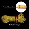 PATIKIL 5mm Tent Rope, 4 Pack 13ft Reflective Guyline Cord Tied Downs Rope Paracord Cord Camping Ropes with Red Aluminum Cord Adjusters for Camping Hiking Tent, Yellow view 3