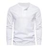 DXSHCV Mens Long Sleeve T Shirt Henley Button Up Crewneck Slim Fit Gym T Shirts Vintage Underhirts White view 1