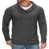 COOFANDY Men's Shawl Collar Sweaters V-Neck Relaxed Fit Cable Pullovers Grey view 1