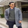COOFANDY Men's Shawl Collar Sweaters V-Neck Relaxed Fit Cable Pullovers Grey view 4