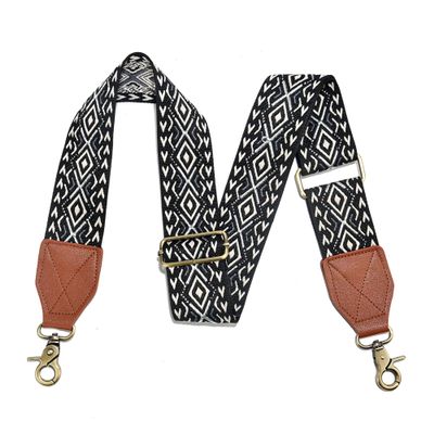 LEMEDE Purse Strap,2" Leather End Shoulder Strap Adjustable Replacement,Retro Jacquard Multi-pattern Crossbody Bag Straps