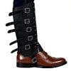 ITODA Medieval Boot Covers for Halloween PU Leather Pirate Costume Punk Renaissance Halloween Cosplay Men's Knight Leg Guard