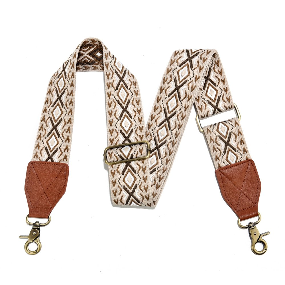 Purse Strap,2" Leather End Shoulder Strap Adjustable Replacement,Retro Jacquard Multi-Pattern Crossbody Bag Straps