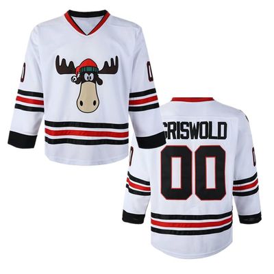 #00 Griswold Movie Hockey Jersey Stitched Men's X-Mas Christmas Jerseys (US, Alpha, Large, Regular, Regular, White)