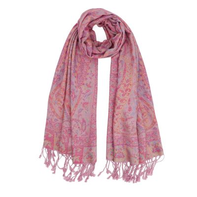 Ciormis Paisley Pashmina Scarf- Rose Pink Silky Paisley Pashmina Shawls for Women Evening Dresses(Style7-Rose Pink)