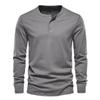DXSHCV Mens Long Sleeve T Shirt Henley Button Up Crewneck Slim Fit Gym T Shirts Vintage Underhirts Dark Grey view 1