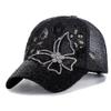 ANKOMINA Women's Sparkly Sequin Butterfly Baseball Cap Trucker Mesh Ponytail Cap Shiny Casual Sports Sun Hat Black view 1