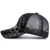 ANKOMINA Women's Sparkly Sequin Butterfly Baseball Cap Trucker Mesh Ponytail Cap Shiny Casual Sports Sun Hat Black view 3