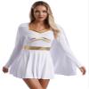 renvena Women's Gold Trim Toga Costume Greek Princess Dresses Halloween Ancient Roman Senator Caesar Costume White XX-Large view 2