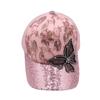 ANKOMINA Women's Sparkly Sequin Butterfly Baseball Cap Trucker Mesh Ponytail Cap Shiny Casual Sports Sun Hat Pink view 2