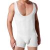 Men's See Through Mesh Bodysuits Jumpsuit Undershirt Jockstrap Wrestling Singlet Bodysuit Underwear White view 1