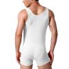 Men's See Through Mesh Bodysuits Jumpsuit Undershirt Jockstrap Wrestling Singlet Bodysuit Underwear White view 2
