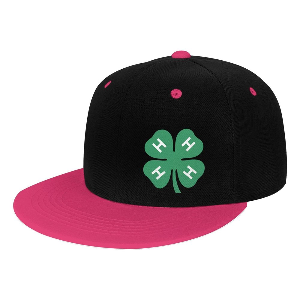 4-H Clover Baseball Cap for Men Or Women Classic Flat Bill Snapback Hat Pink