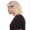 BC GOODS BY Men's 80's Mullet Wig with Handlebar Mustache Set, Long Curly Zookeeper Style with Flame-Retardant Synthetic Fiber - Blonde view 3