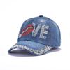 ANKOMINA Women's Sparkly Rhinestone Denim Baseball Cap Bling Adjustable Ponytail Outdoor Sun Hat view 1