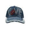 ANKOMINA Women's Sparkly Rhinestone Denim Baseball Cap Bling Adjustable Ponytail Outdoor Sun Hat view 2