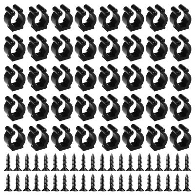 40 PCS Fishing Rod Clips, Wall Mounted Fishing Rod Holders, Billiards Snooker Cue Locating Clip Holder, for Fishing-Rods Billiards Cues Storage Rack