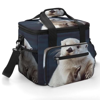 Large Cooler Bag, White Otter Print Cooler Bags,Beach Cooler Bag,Soft Cooler Bag for Picnic,Camping,Beach Accessories