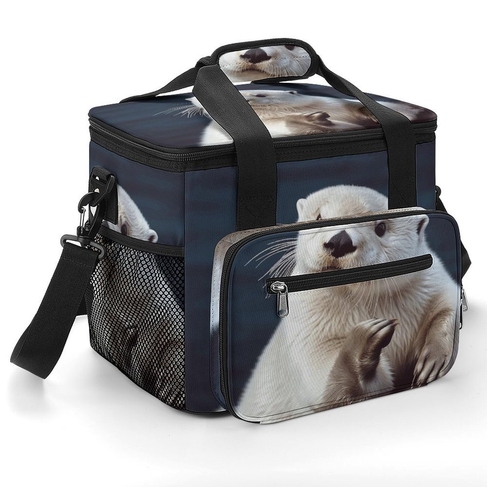 Large Cooler Bag, White Otter Print Cooler Bags,Beach Cooler Bag,Soft Cooler Bag for Picnic,Camping,Beach Accessories