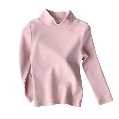 Toddler Turtleneck Kids Boys Girls Solid Color Long Sleeve Shirt Fall Winter Blouse Unisex Basic Warm (Pink, 6-7 Years)