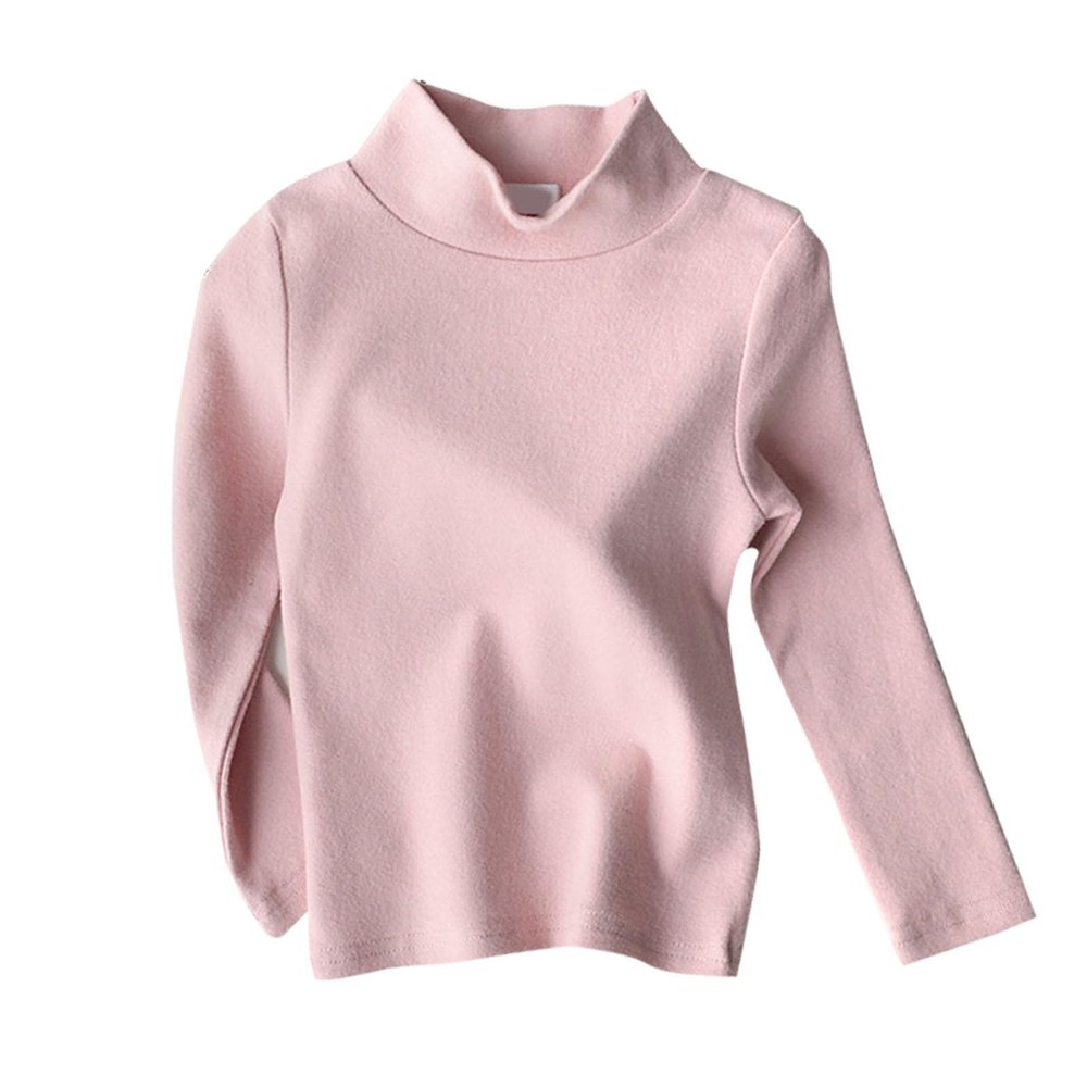 Toddler Turtleneck Kids Boys Girls Solid Color Long Sleeve Shirt Fall Winter Blouse Unisex Basic Warm (Pink, 6-7 Years)