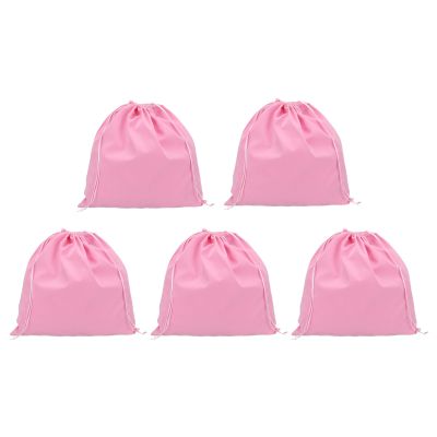 PATIKIL Large Velvet Bags With Drawstrings, 5 Pack 14 x 14 Inch Hair Dryer Bag Treat Bag Dust Bag Hotel Storage Bag for Travel Luggage Packing, Pink