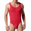 Men's Bodysuits Leotrad Wrestling Singlet Shapewear Jockstrap See Through Mesh Fitness Jumpsuits Thongs Red