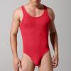 Men's Bodysuits Leotrad Wrestling Singlet Shapewear Jockstrap See Through Mesh Fitness Jumpsuits Thongs Red view 2