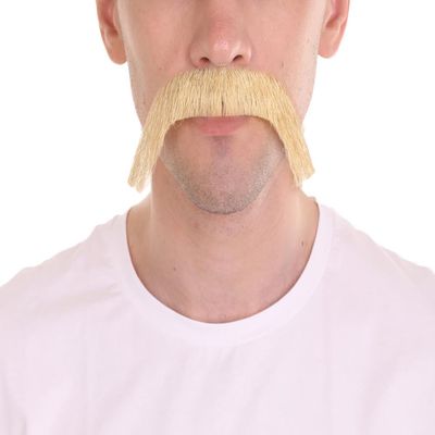 BC GOODS BY Men's Extended Cowboy Mustache Novelty Faux Facial Hair, Blonde