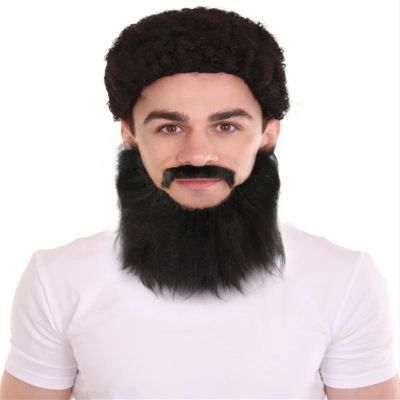 BC GOODS BY Mens Medium Synthetic Fiber Beard Mustache Set | Realistic Facial Hair Accessory for Men | Fake Beard Sets for Halloween, Christmas, and Costume Party - Black