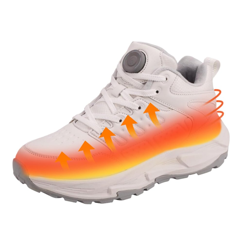 Heated Shoes for Men Women Heated Sneakers with Non-Slip Rubber Sole Foot Warmer Temperature Controlled Heating Shoes (White, Adult, Women, 5.5, Numeric, US Footwear Size System, Medium)