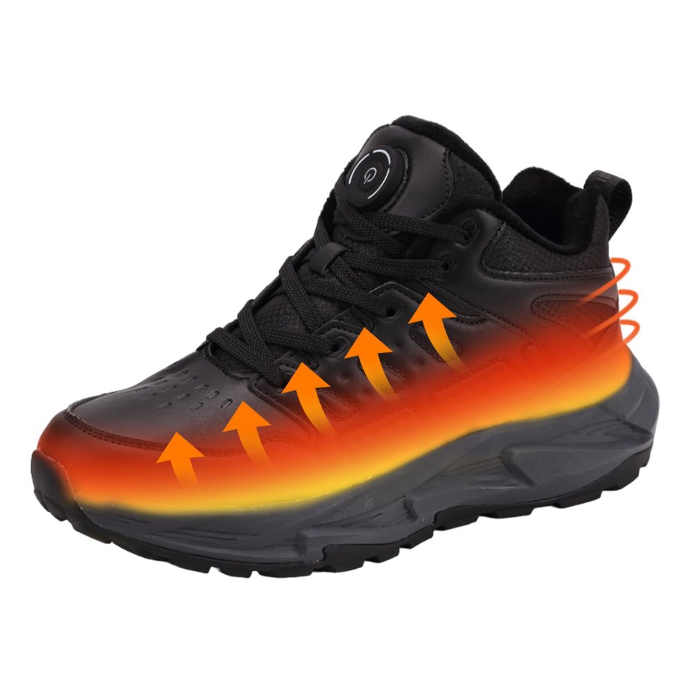 Heated Shoes for Men Women Heated Sneakers with Non-Slip Rubber Sole Foot Warmer Temperature Controlled Heating Shoes (Black, Adult, Women, 7.5, Numeric, US Footwear Size System, Medium)